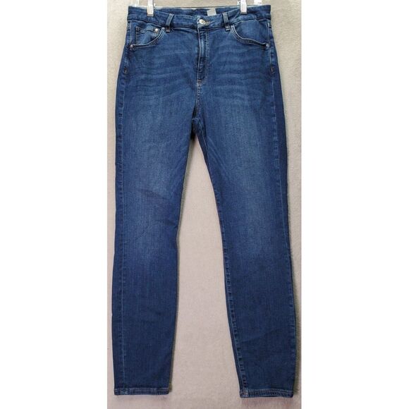 H&M Jeans Women's Size 34 Blue Denim Super Skinny High Waist Pockets Flat‎ Front - Picture 1 of 7